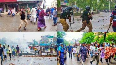 <small>উত্তরা, সিলেট, হবিগঞ্জ, লক্ষ্মীপুর, নরসিংদীসহ কয়েকটি জেলায় সংঘর্ষ, খুলনায় পুলিশ সদস্য নিহত</small> হামলা, গুলি, সংঘাত