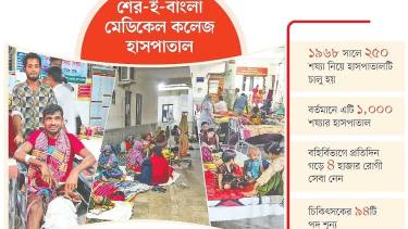 <small>বরিশাল শের-ই-বাংলা মেডিকেল</small> বরিশাল শের-ই-বাংলা মেডিকেল: ১ হাজার শয্যার বিপরীতে প্রতিদিন ভর্তি আড়াই হাজার রোগী